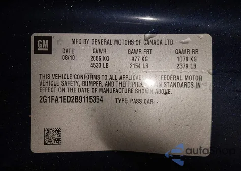 2011 Chevrolet Camaro 2Ls z USA, uszkodzony, nr VIN 2G1FA1ED2B9115354